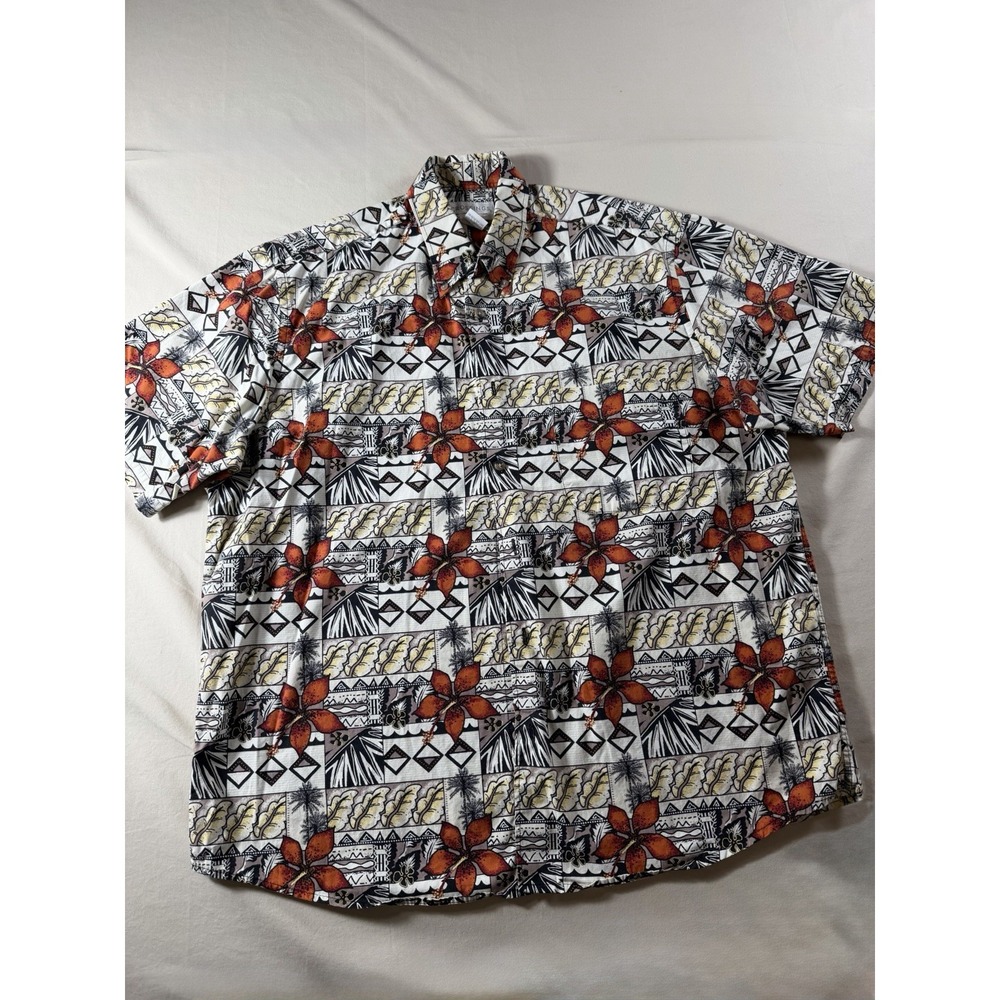 Crossings Mens Short Sleeve Hawaiian Camp Shirt Large Multicolor Floral Cotton